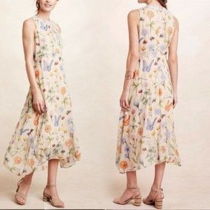 Pankaj & nidhi anthropologie floral garden butterfly beaded midi maxi dress